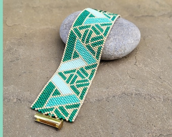 Machen Sie Ihren eigenen handgemachten Perlenschmuck, Miyuki Perlen, Lesezeichen oder Armband aus Perlen im Art Deco Stil