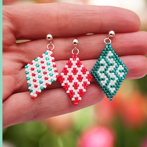 Brick stitch bead earring pattern, earrings gift idea for her, DIY Jewelry Making Patterns, 3 in 1 pattern for handmade jewelry