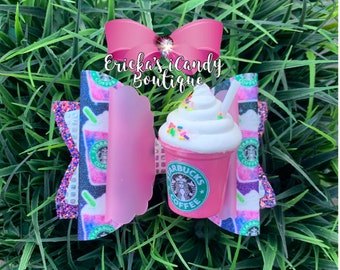 Frappe Latte Nylon Headband Clip Hair Bow RTS
