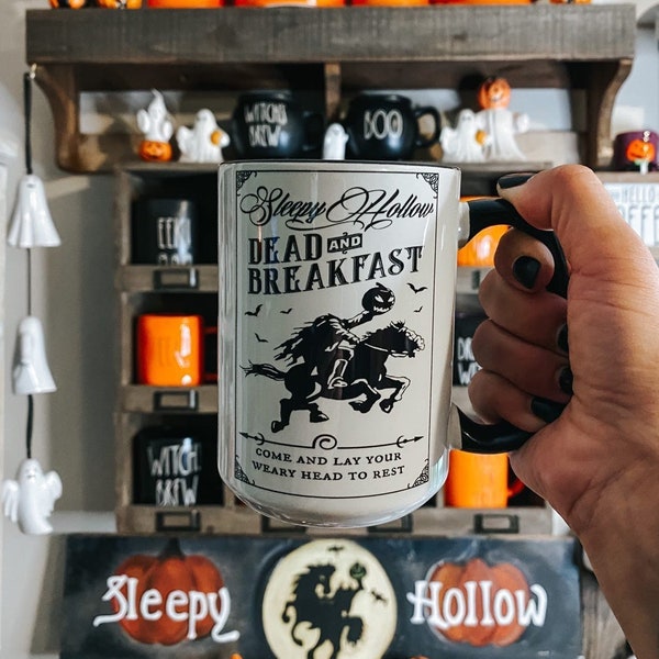 Sleepy Hollow Mug - Dead and Breakfast Mug - Black Handle Mug - Halloween Mug - Best friend Gift - Spooky Mug - Fall Mug