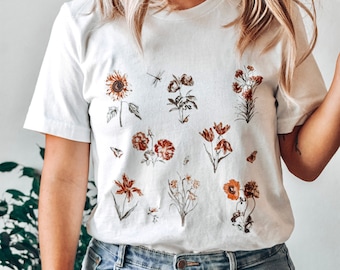 Floral Tee -Wildflowers Graphic -Plant Shirt - Gardening Shirt - Botanical Shirt -Nature Lover - Botanical Shirt - Floral Shirt