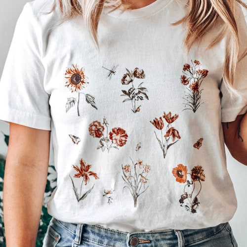 Nature Shirt Plant Shirt Wildflower Shirt Hippie Shirt Gardening Shirt Floral Shirt Botanical Shirt Garden Shirt Flower Print Shirt