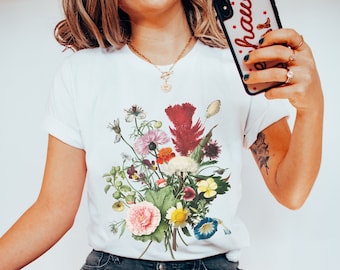 Botanisches Shirt - Wildblumen Shirt - Blumen Grafik - Pflanze Shirt - Gartenarbeit Shirt - Botanisches Shirt -Natur Liebhaber - Grafik Tee