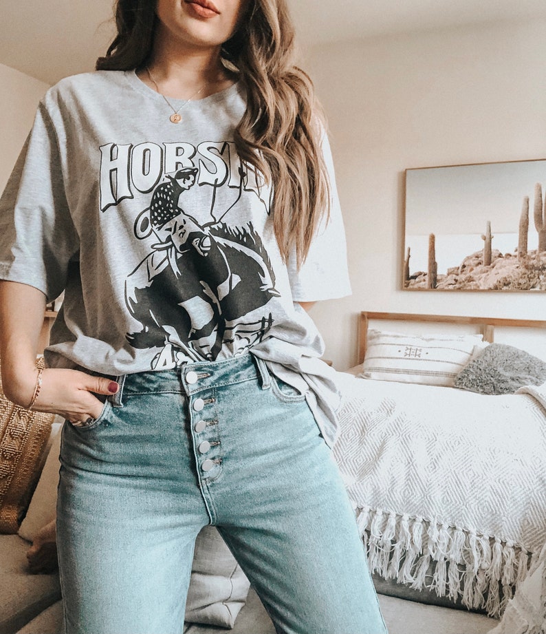 Horsin Around Shirt - Western Shirt - Vintage Shirt - Vintage Inspired Tee - Retro Shirt - Women's Oversized Shirt image 4