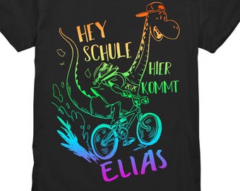 Dino Schulkind 2026 Schulanfang Einschulung Dinosaurier cooler Spruch Abschlussfest T-Shirt  personalisiertes Kindershirt schulkind tshirt