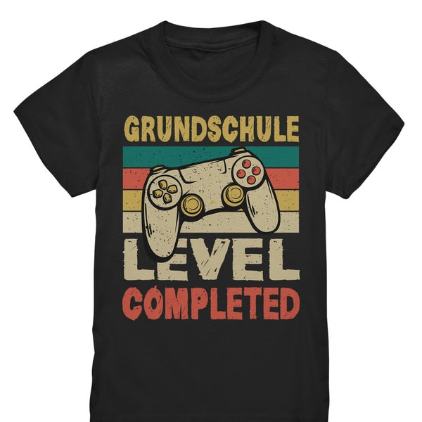 Grundschule 2024 Level Completed Gamer Kinder Geschenk cooler Spruch Geschenkidee T-Shirt 5 Klasse, Spruch