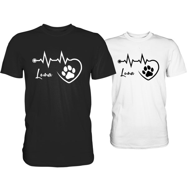 Katze Kater Shirt Herzschlag Herz Geschenkidee Geschenk Katzenmama Meow Katzenfan Miau personalisieren personalisiert mit Namen