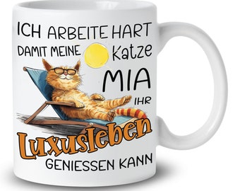 Personalisierte Tasse für Katzenliebhaber, guten Morgen Katze Katzenbesitzer Tasse, personalisiert, Geschenk für Haustierliebhaber