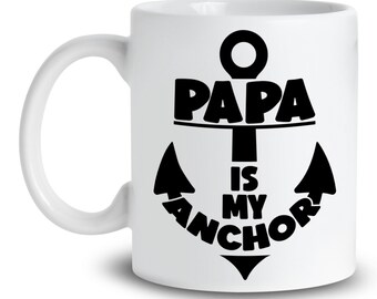 Papa ist mein Anker Papitän Geschenk Papatag Vatertag lustiger Spruch Herrentag Männertag Tasse Kaffeetasse Vatertagsgeschenk