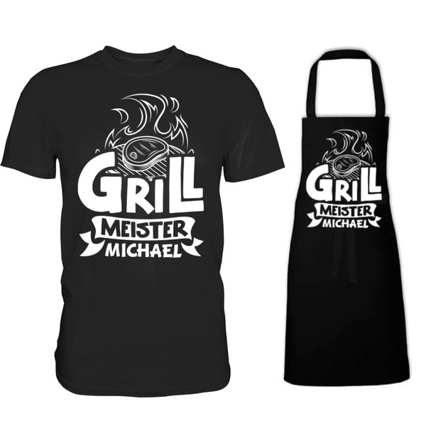 Grillmeister Grillparty Geschenk personalisiert für Papa oder Opa Grillfest Geburtstag  Schürze Grillschürze Geburtstagsgeschenk Vatertag