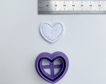 Border Heart Embossed Polymer Clay Cutter / 3D Printed Earring Cutter / Polymer Clay Tools