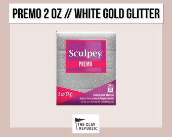 Premo Sculpey Polymer Clay 2oz | White Gold Glitter | Oven Bake Clay