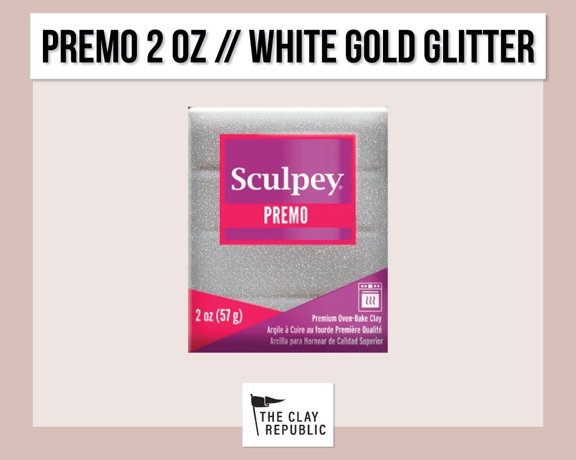 Sculpey Premo Oven Bake Clay - White Gold Glitter 2oz - Upwards