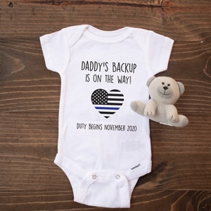 Police Baby Announcement Bodysuit, Firefighter Baby Announcement, Thin Blue Line Baby Bodysuit, Cute Baby Announcement