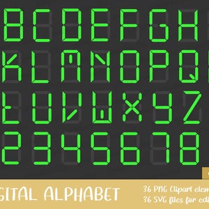 Letters Digital SVG bundle, alphabet digital, retro alphabet, digital lettering, clock numbers