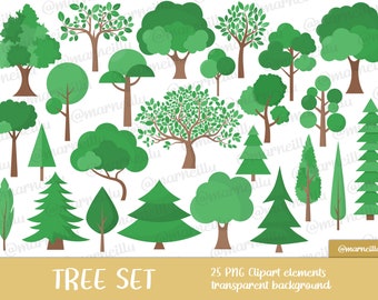 Tree Clipart Set - green, park, forest, image, printable, woods, leaves (Instant Download)
