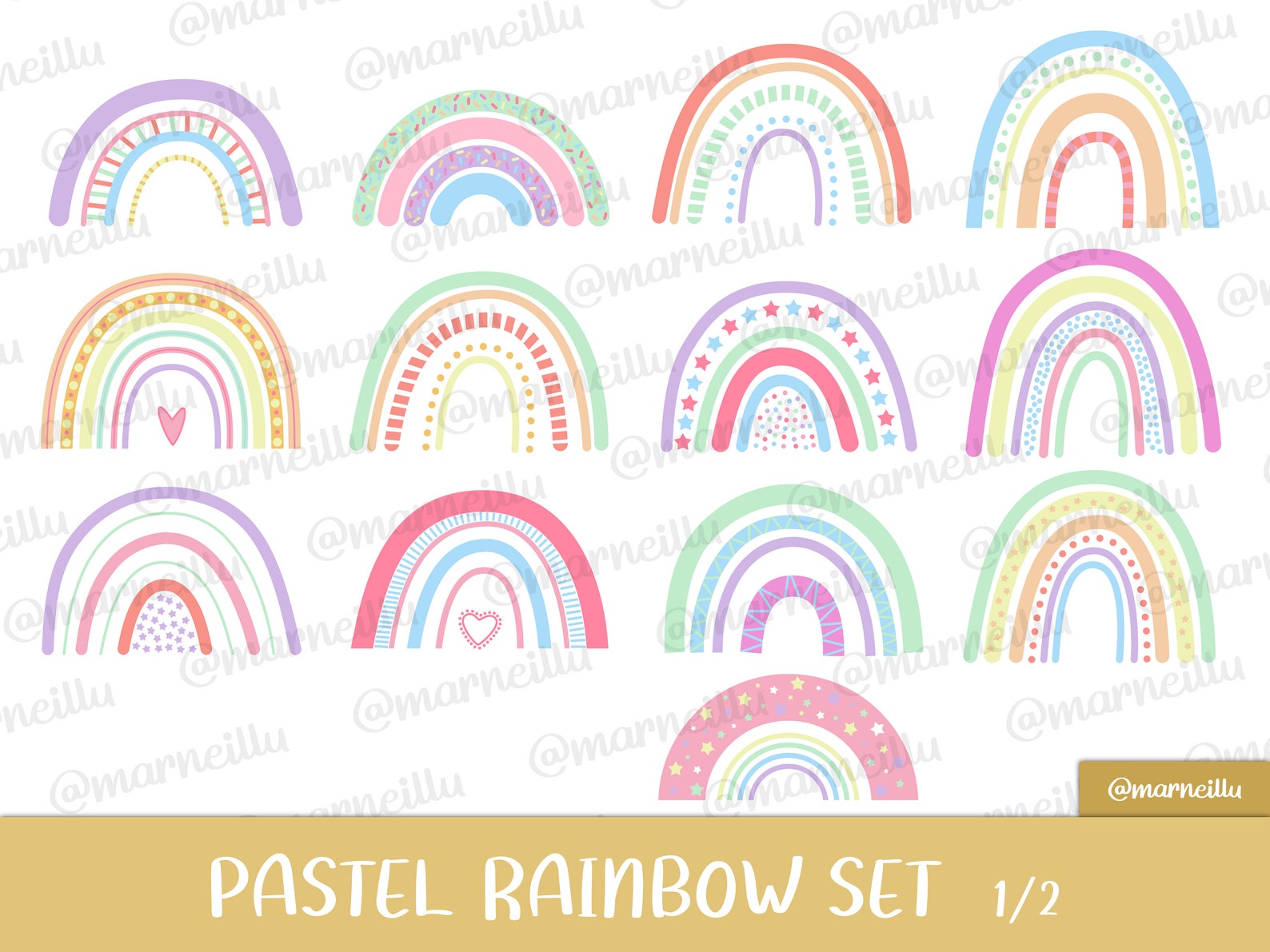 Pastel Rainbow Clipart Set – Boho PNG Images (instant Download) - Etsy