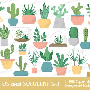 Cactus et Suculent Clipart Set (Téléchargement instantané)