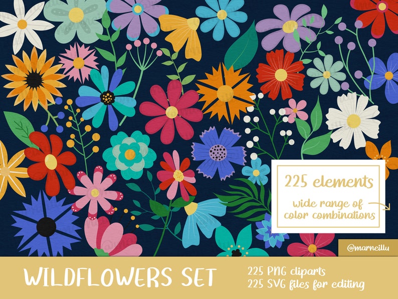Wildflower SVG Clipart Set – Mega, Bundle, Floral, Wedding, Layers ...