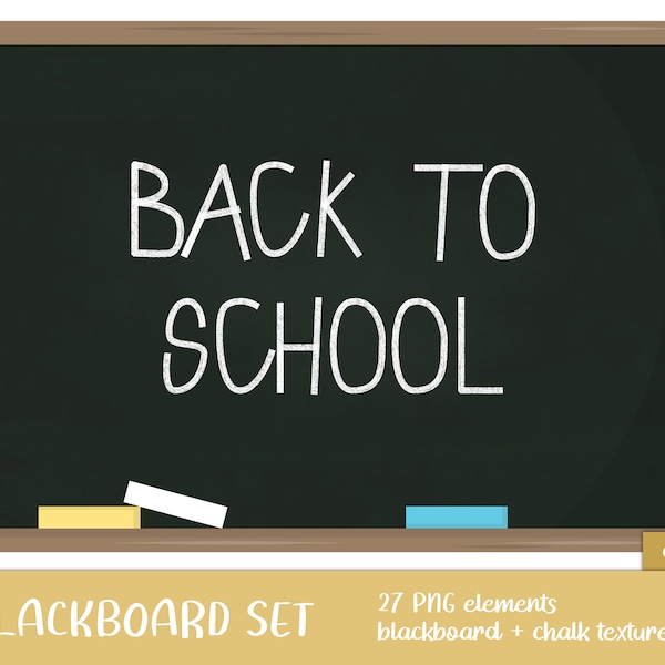 Blackboard Clipart Set - chalk, alphabet, image, printable, school, board, education (Instant Download)