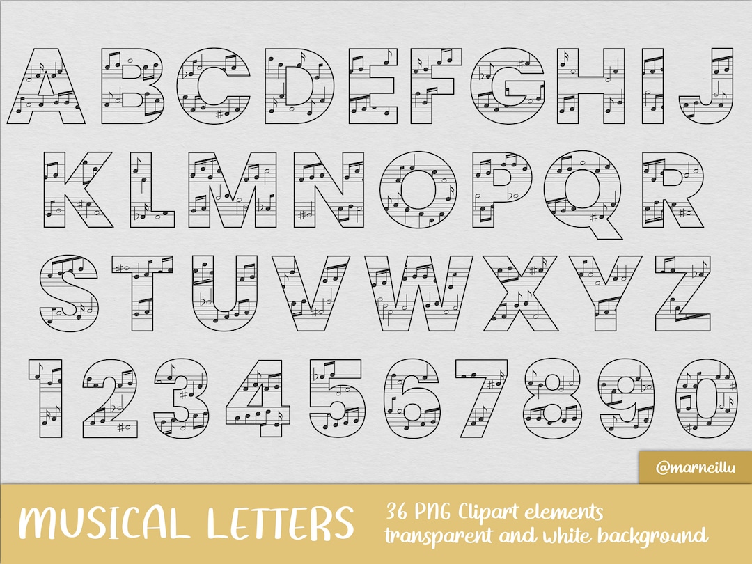 Musical Letters Clipart Set - Music, Piano, Note, Treble, Clef, Letter ...