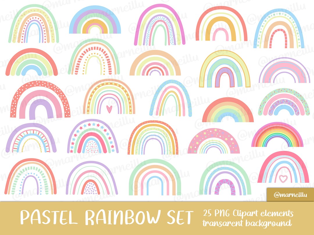 Pastel Rainbow Clipart Set – Boho PNG Images (instant Download) - Etsy