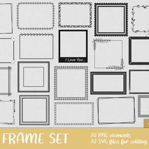 Frame SVG Clipart Set - floral, invitation, image, printable, photo, photoshooting, edit, editable (Instant Download)