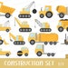 Construction Clipart Set - Car, Tractor, Truck, Crane, Building ...