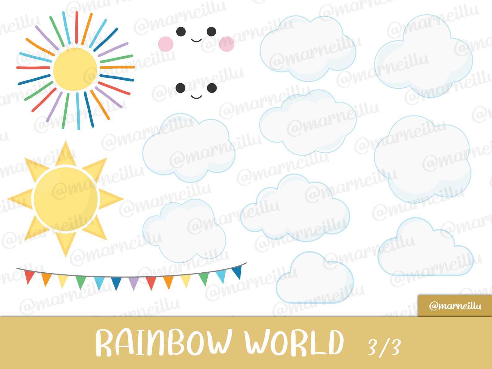 Rainbow World Clipart Set Colors Colours Image Printable | Etsy