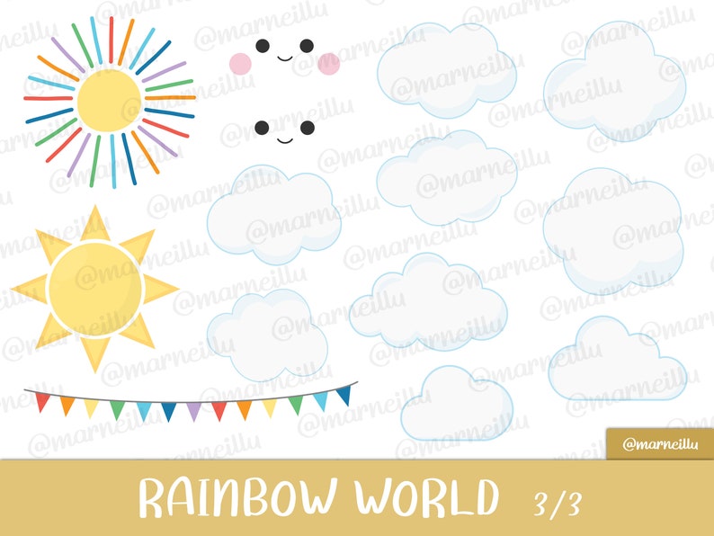 Rainbow World Clipart Set Colors Colours Image Printable | Etsy