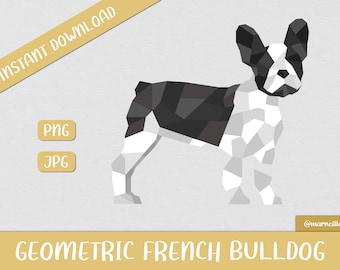 Geometric French Bulldog Clipart PNG, JPEG - image, printable, dog (Instant Download)