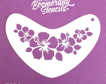 Hibiscus tropical flower crown face painting stencil