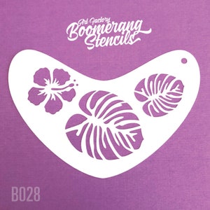 Tropical Flower and Leaves face Painting Stencil