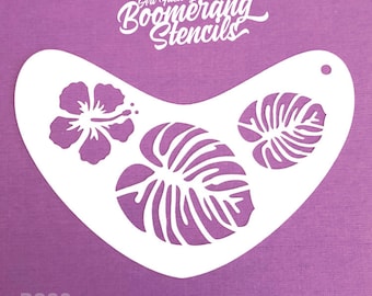 Tropical Flower and Leaves face Painting Stencil