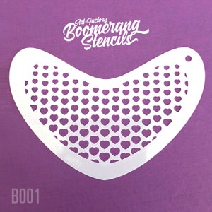 Half Tone Hearts face painting stencil
