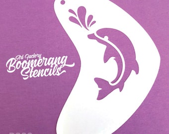 Dolphin Splash Face Painting Stencil