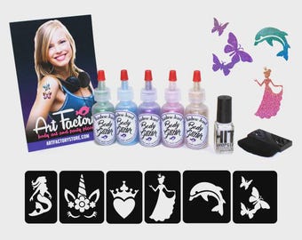 30 Glitter Tattoo Kit with Girl Designs by the Art Factory