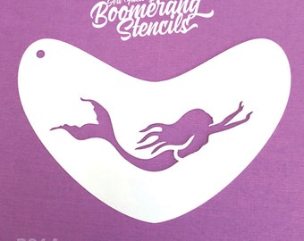 Mermaid Swimming Face Painting Stencil