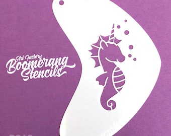 Seahorse Unicorn Face Painting Stencil