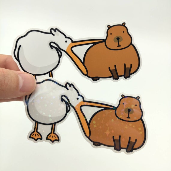 Pelican Bites Capybara Meme Sticker / Glossy & Holo Stickers Etsy