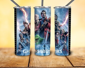 Película Ghostbuters 2024 1 Tumblers Wrap Cartoon, Frozen Empire 20oz Skinny Digital File, Paul Rudd, Finn Wolfhard, Trevor