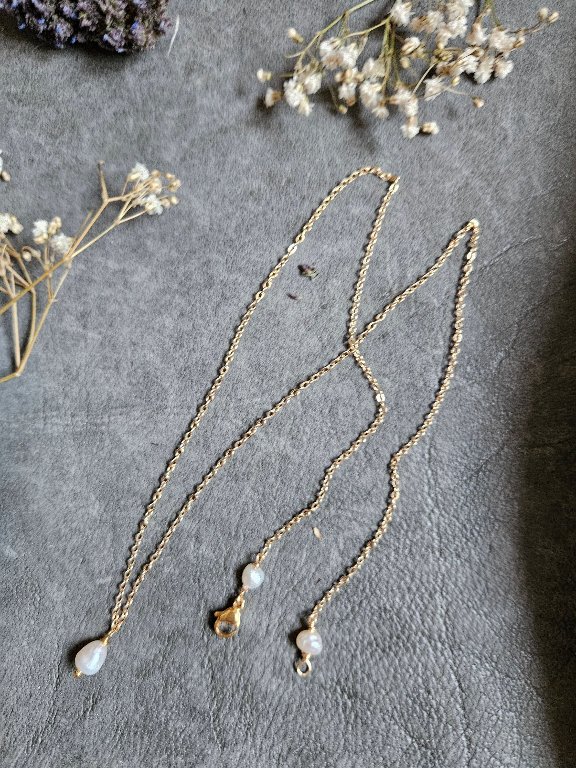 Collana placcata in oro con perle naturali d'acqua dolce