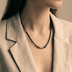 Boho kralenketting | Minimalistische oceaanjaspis ketting | Handgemaakte jaspis sieraden | Klein kralenkettingje als cadeau