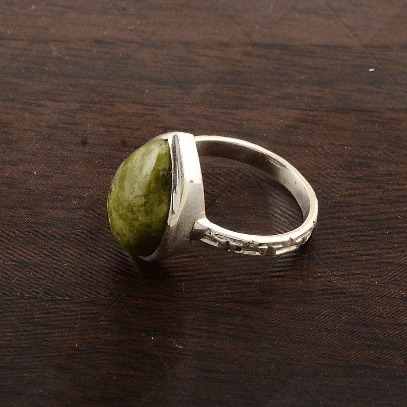 Jasper Silver Ring,Personalized Gift,Gemstone Ring,Sterling Silver Ring,Minimalist Ring,Green Stone Ring,Stacking Ring,Gift For Her