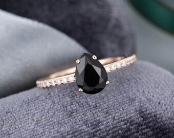 Black Obsidian Engagement Ringpear 