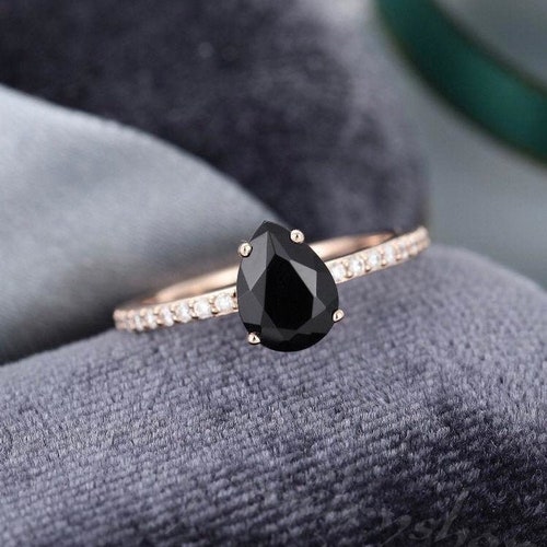 Black Obsidian Engagement Ringpear 