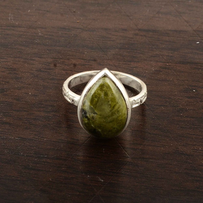 Jasper Silver Ring,Personalized Gift,Gemstone Ring,Sterling Silver Ring,Minimalist Ring,Green Stone Ring,Stacking Ring,Gift For Her