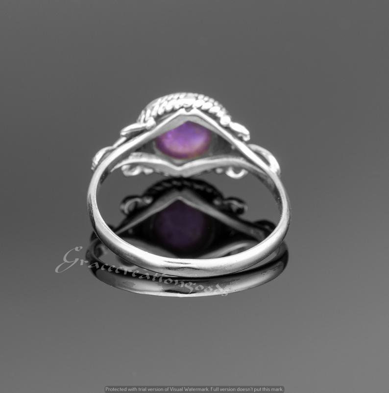 Amethyst Bohemian Ring,Personalized Ring,Round Amethyst Ring,Handcrafted Ring,Hippies Ring,Amethyst Jewelry,February Birthstone Ring