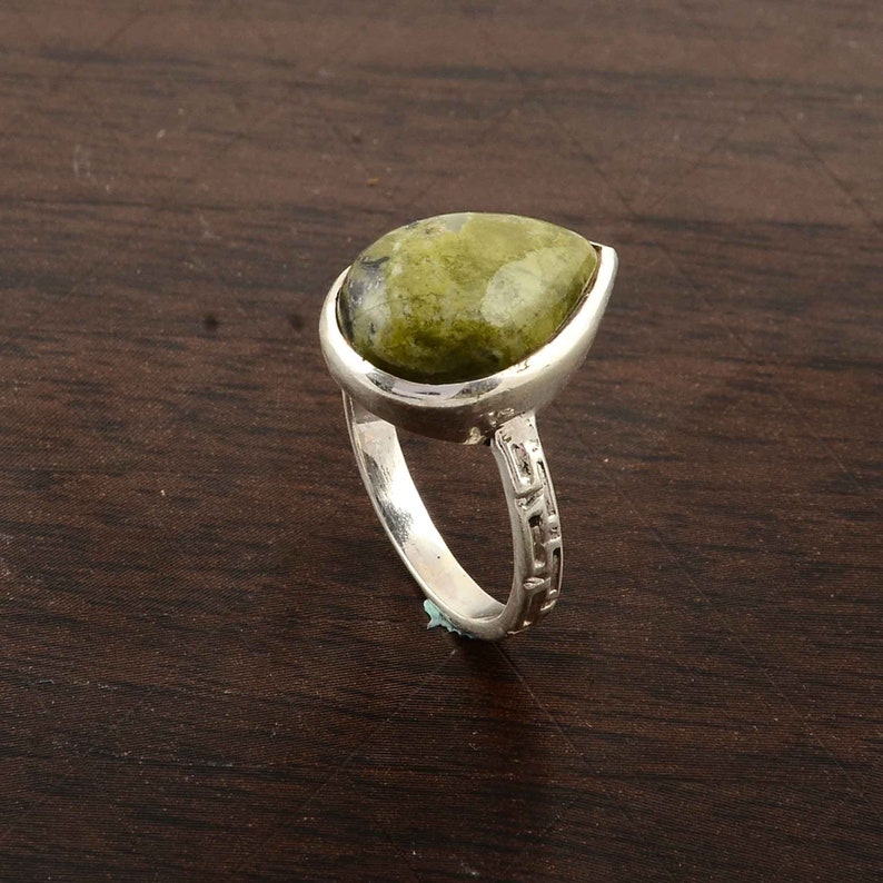Jasper Silver Ring,Personalized Gift,Gemstone Ring,Sterling Silver Ring,Minimalist Ring,Green Stone Ring,Stacking Ring,Gift For Her