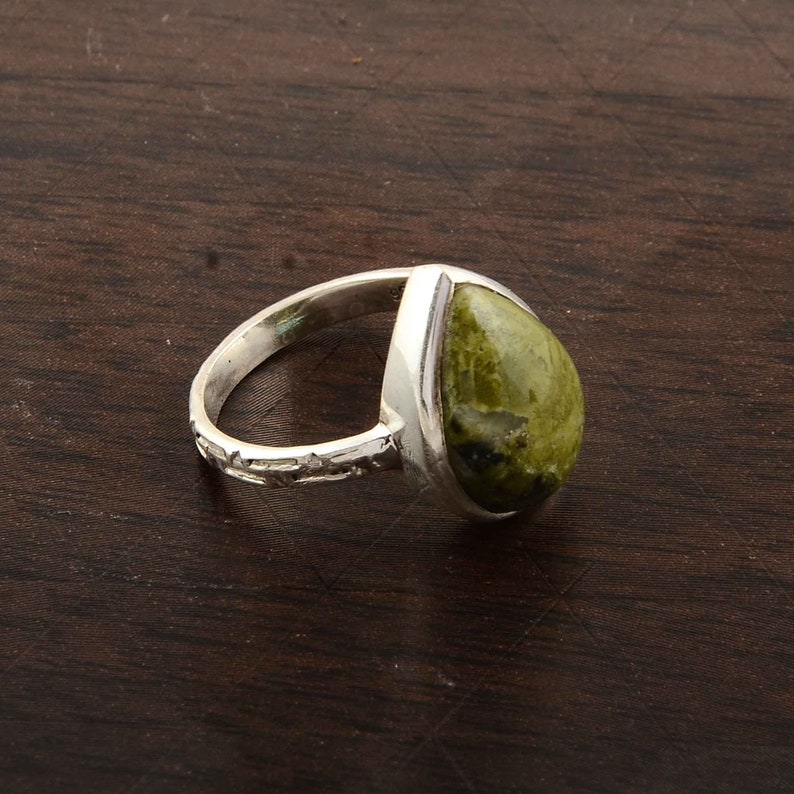 Jasper Silver Ring,Personalized Gift,Gemstone Ring,Sterling Silver Ring,Minimalist Ring,Green Stone Ring,Stacking Ring,Gift For Her